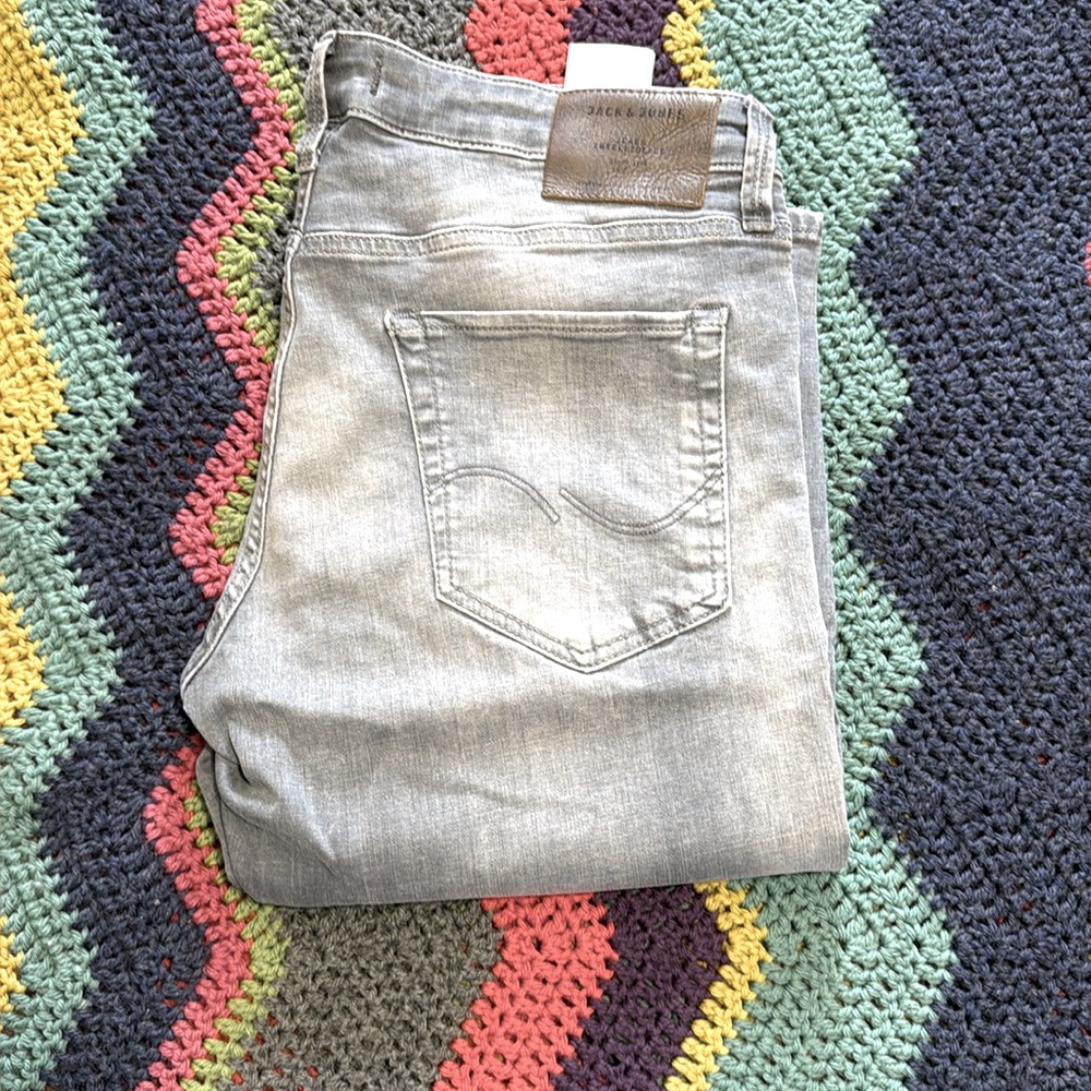 Jack & Jones Men’s Size 34x32 Glenn Slim Stretch Fit - Gray